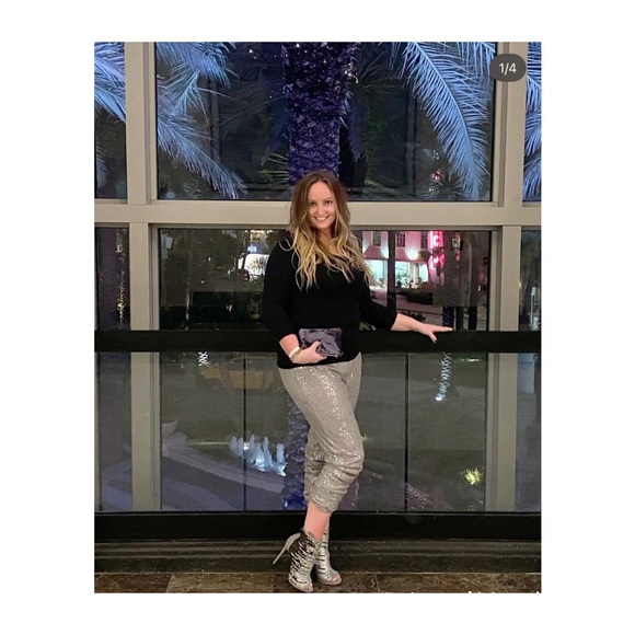 Peep Toe Grey Heel Black&Silver Sequin Bootie - Picture 3 of 5